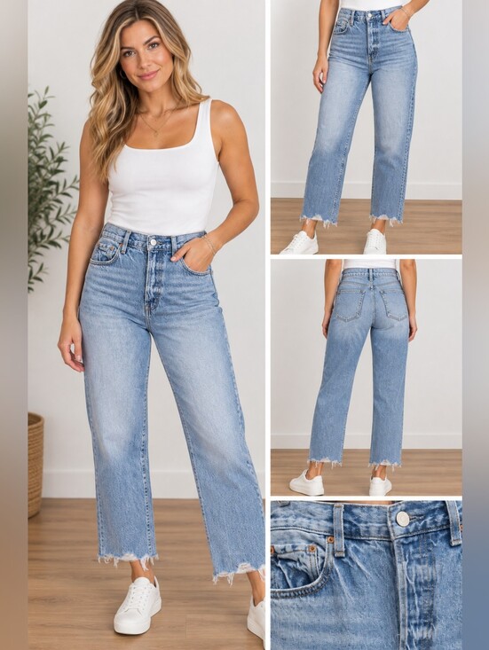 pistola Denim - High-Rise Button Fly Fringe Distressed Hem Jeans Sz 26